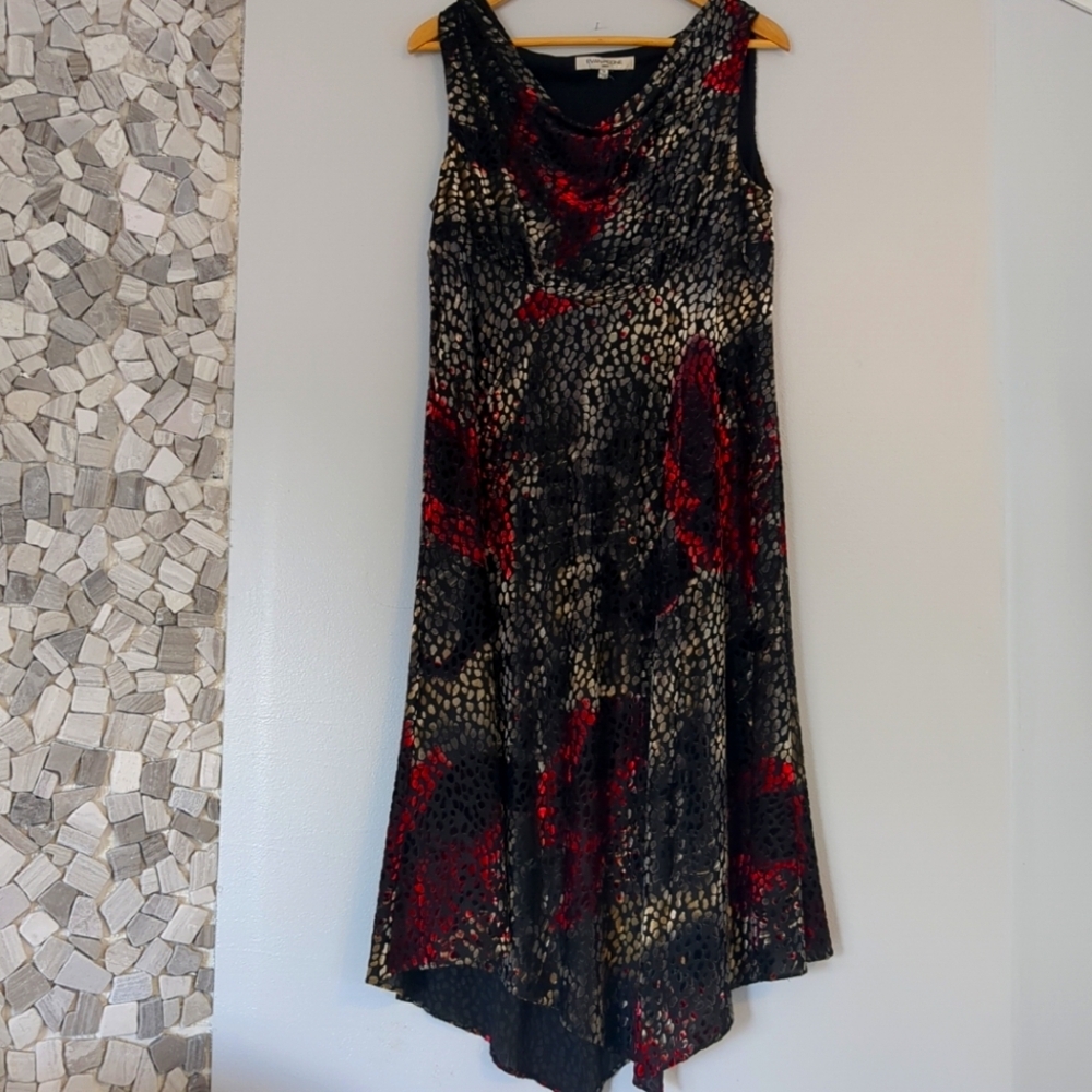 Evan Picone Dress Women's Size 14 Red and Black Sleeveless Dress Summer